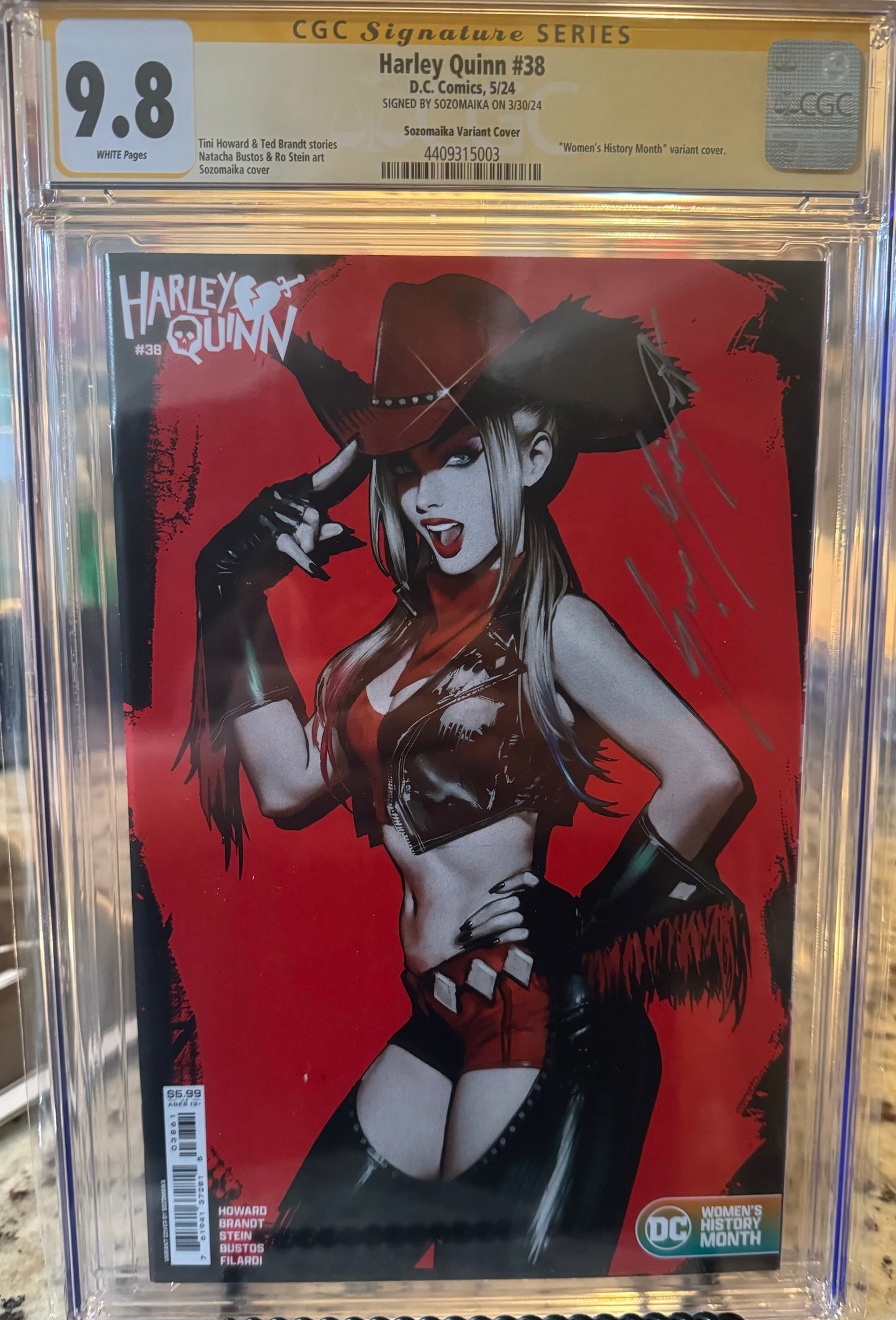 Harley Quinn #38 CGC SS 9.8 Sozomaika Women's History Month Signed By Sozomaika