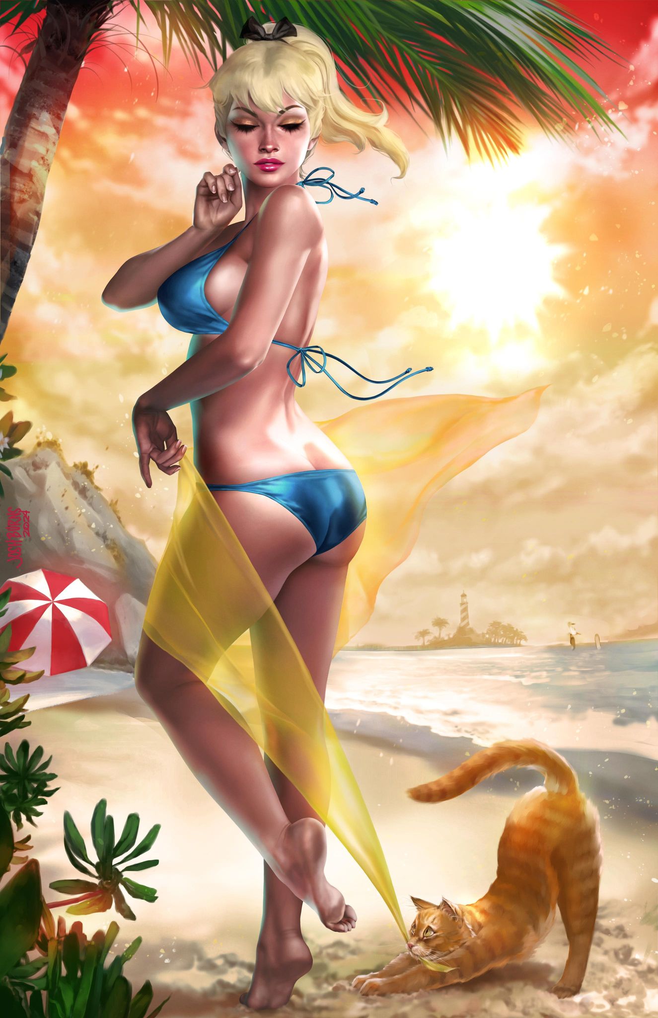 BETTY & VERONICA SUMMER SPECTACULAR #1 (JOSH BURNS EXCLUSIVE BETTY COPPERTONE HOMAGE VIRGIN VARIANT A,B,C SET) ~ ARCHIE