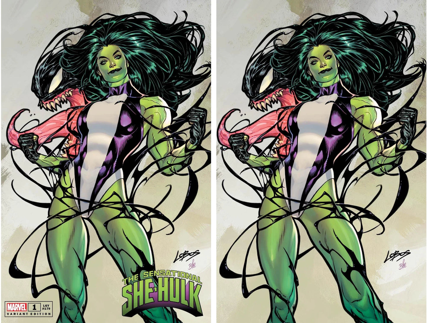 SENSATIONAL SHE-HULK #1 (PABLO "LOBOS" VILLALOBOS EXCLUSIVE VENOMIZED TRADE/VIRGIN VARIANT SET)