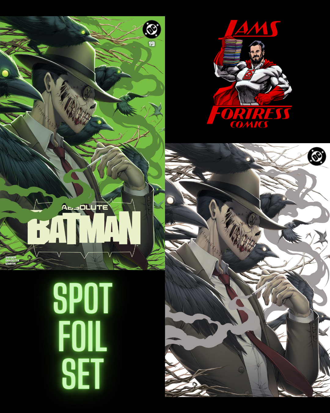 ABSOLUTE BATMAN #19, RACHTA LIN EXCLUSIVE TRADE/VIRGIN SPOT FOIL SET